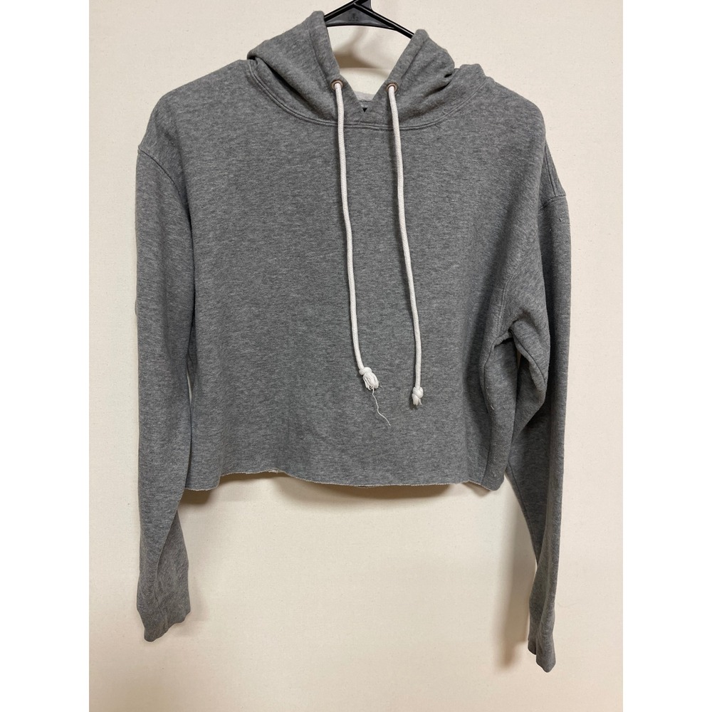 Wild Fable Gray Cropped Hoodie Sweatshirt Raw Hem Small